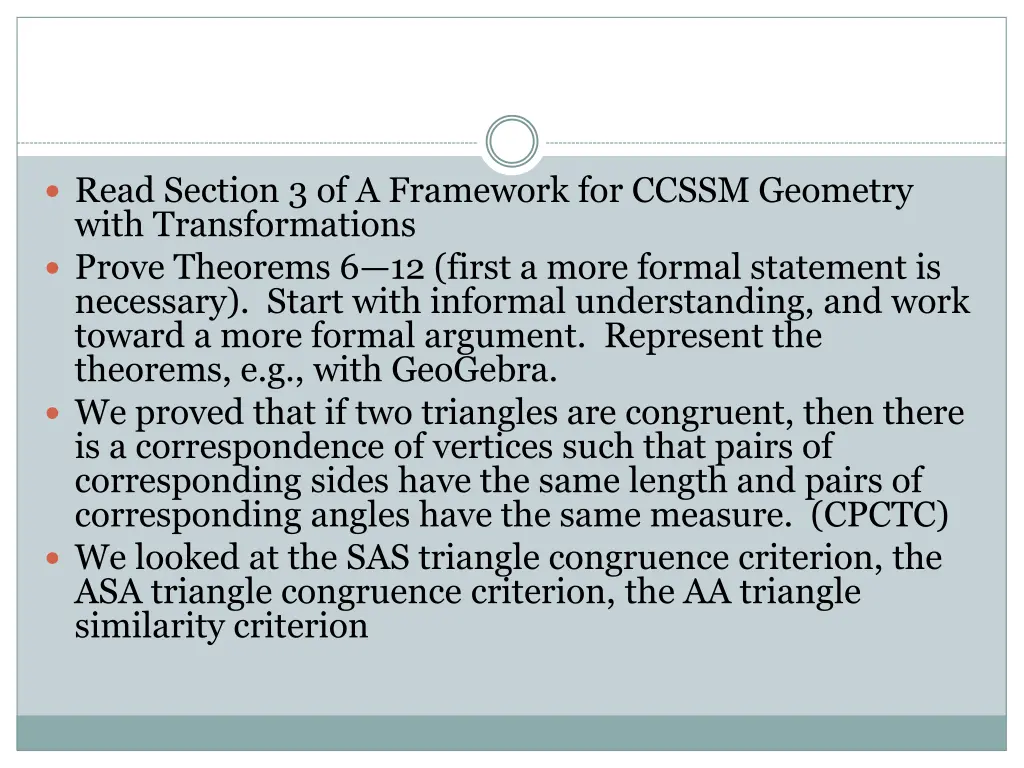 read section 3 of a framework for ccssm geometry