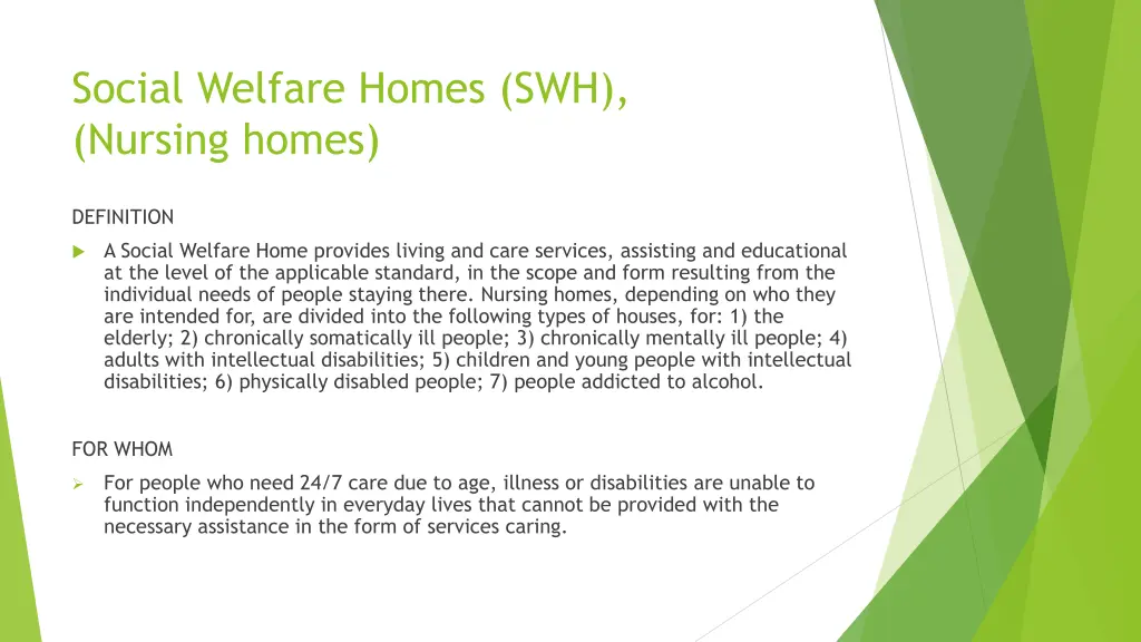 social welfare homes swh nursing homes