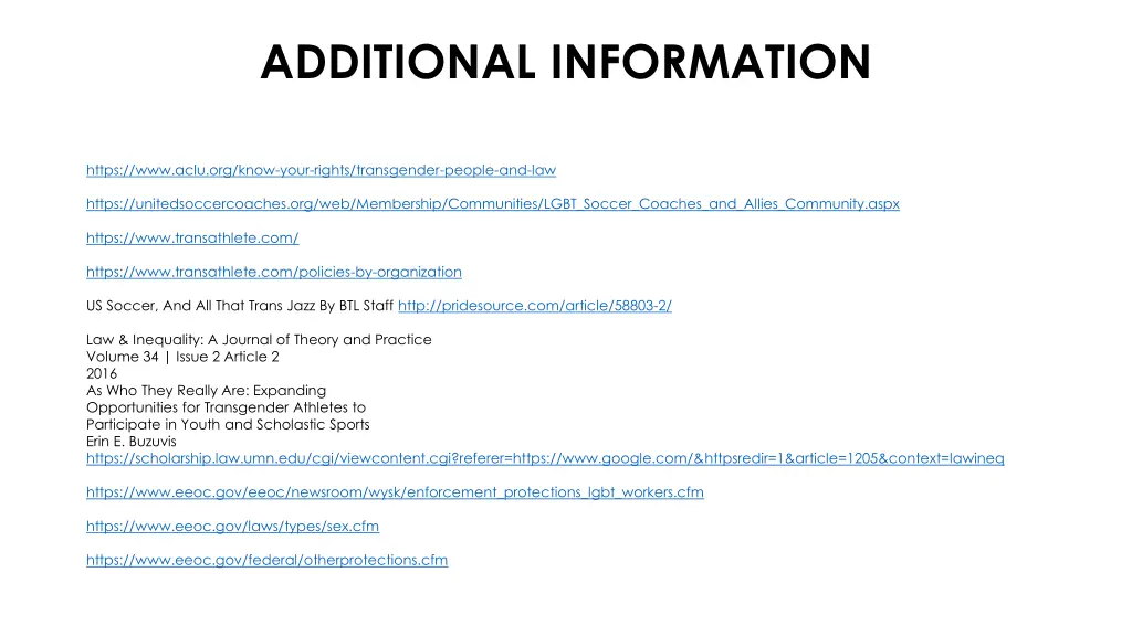 additional information