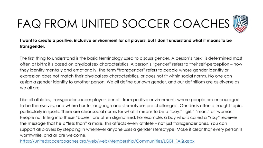 faq from united soccer coaches