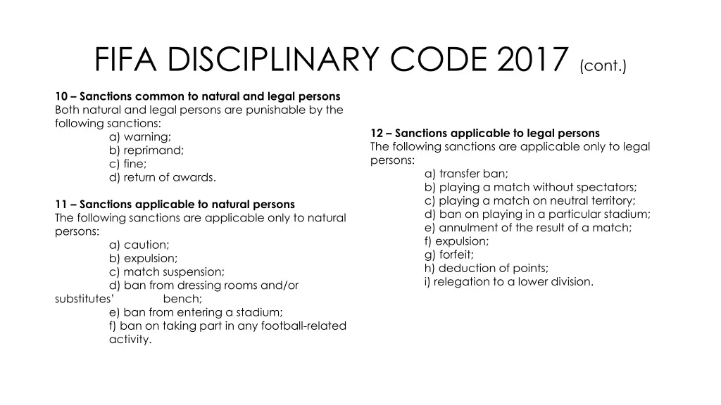 fifa disciplinary code 2017 cont
