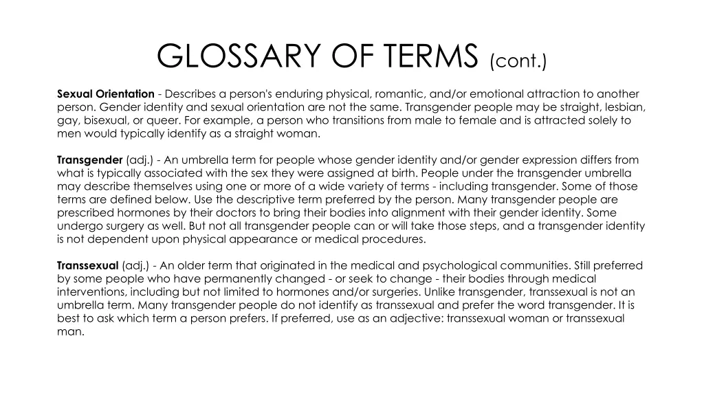 glossary of terms cont