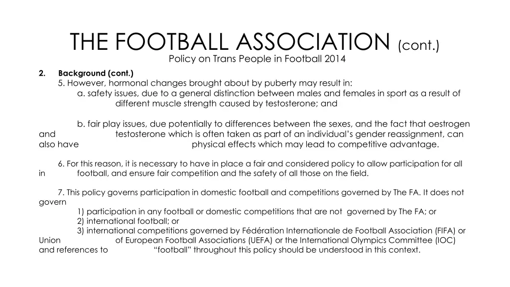the football association cont policy on trans 1