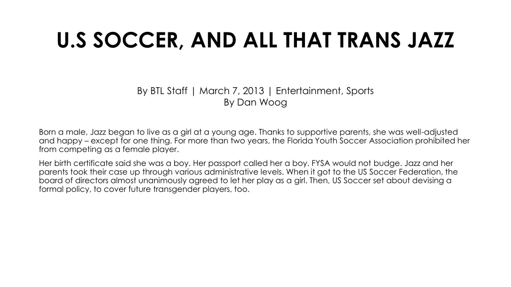 u s soccer and all that trans jazz