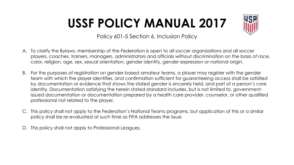 ussf policy manual 2017 policy 601 5 section