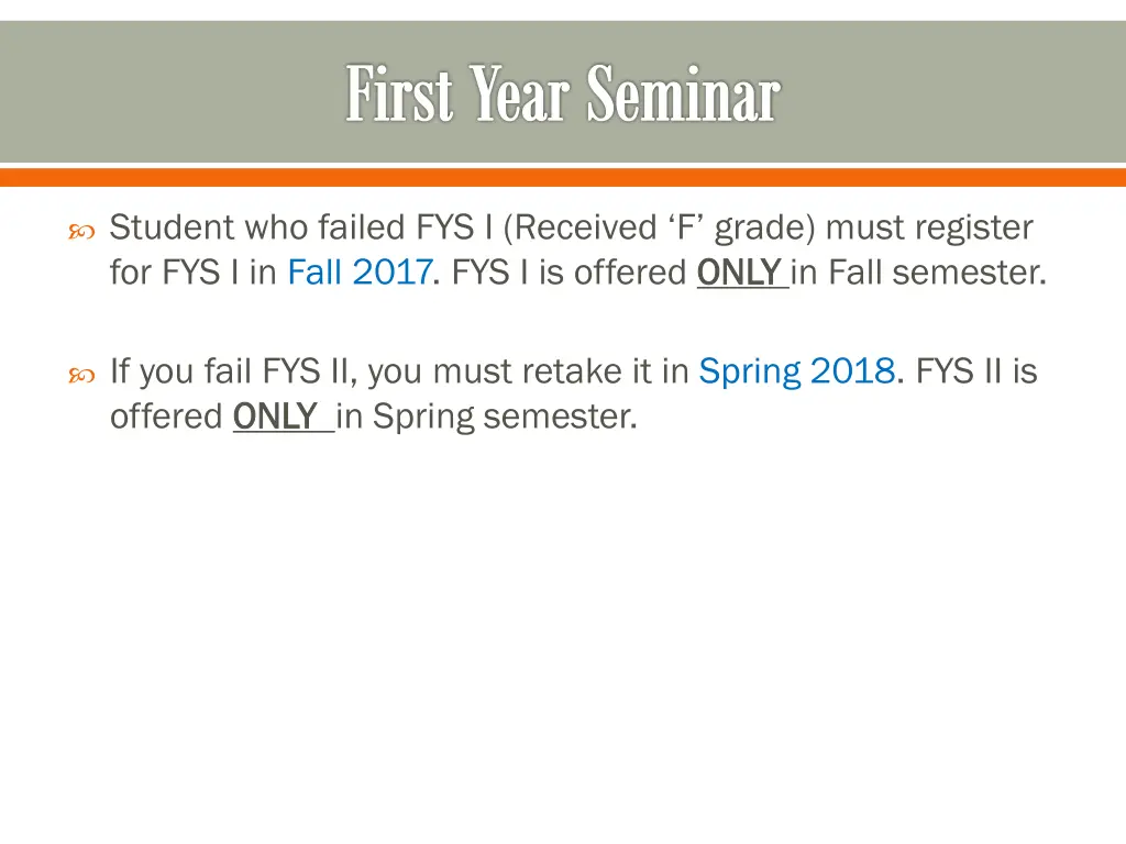 first year seminar