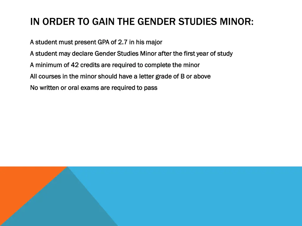 in order to gain the gender studies minor