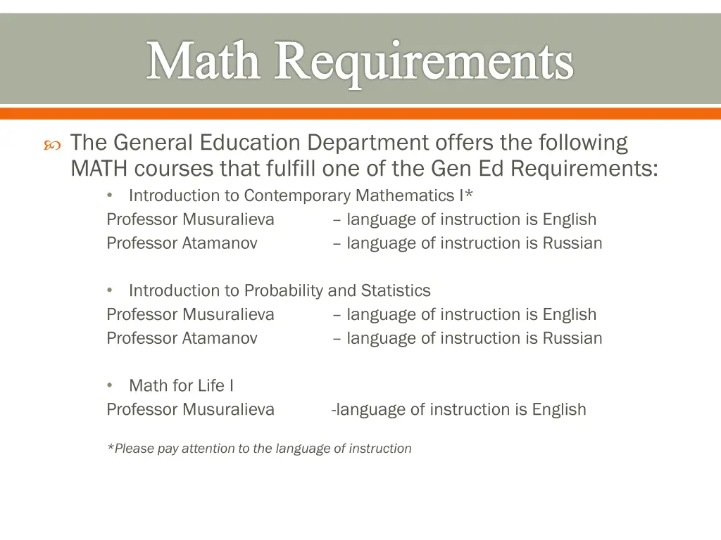math requirements 1