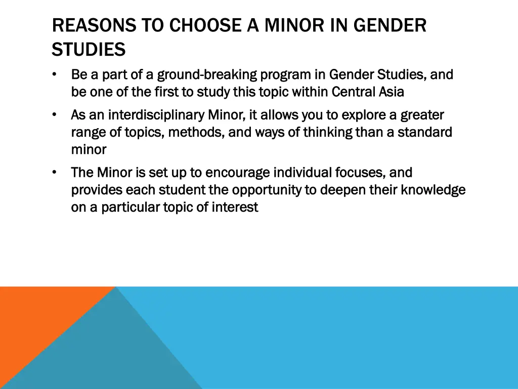 reasons to choose a minor in gender studies