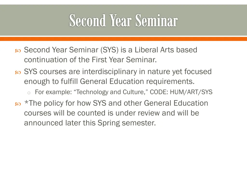 second year seminar