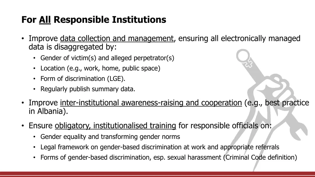for all responsible institutions
