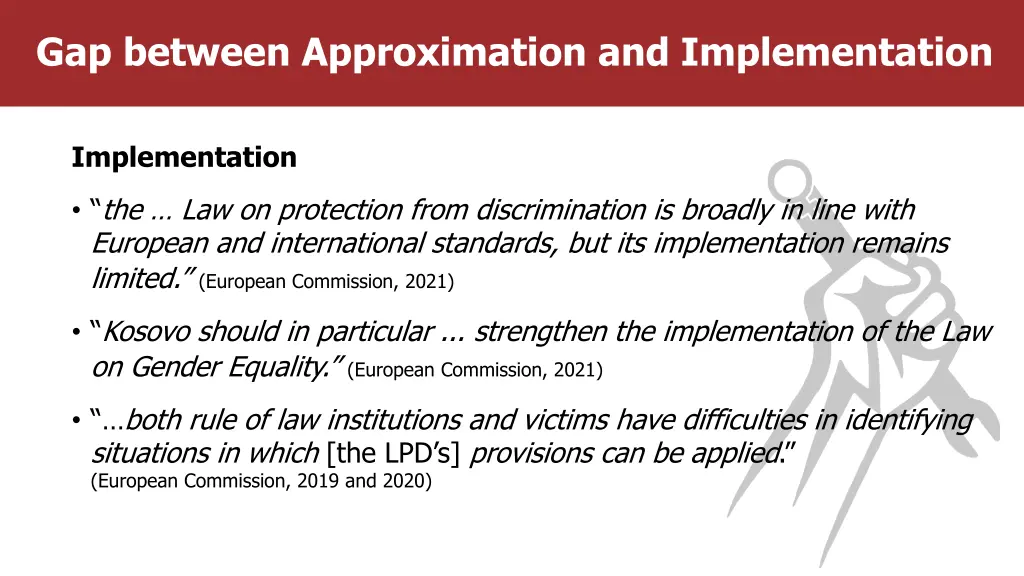gap between approximation and implementation