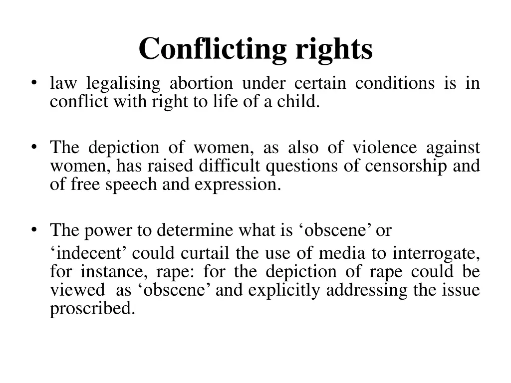 conflicting rights law legalising abortion under
