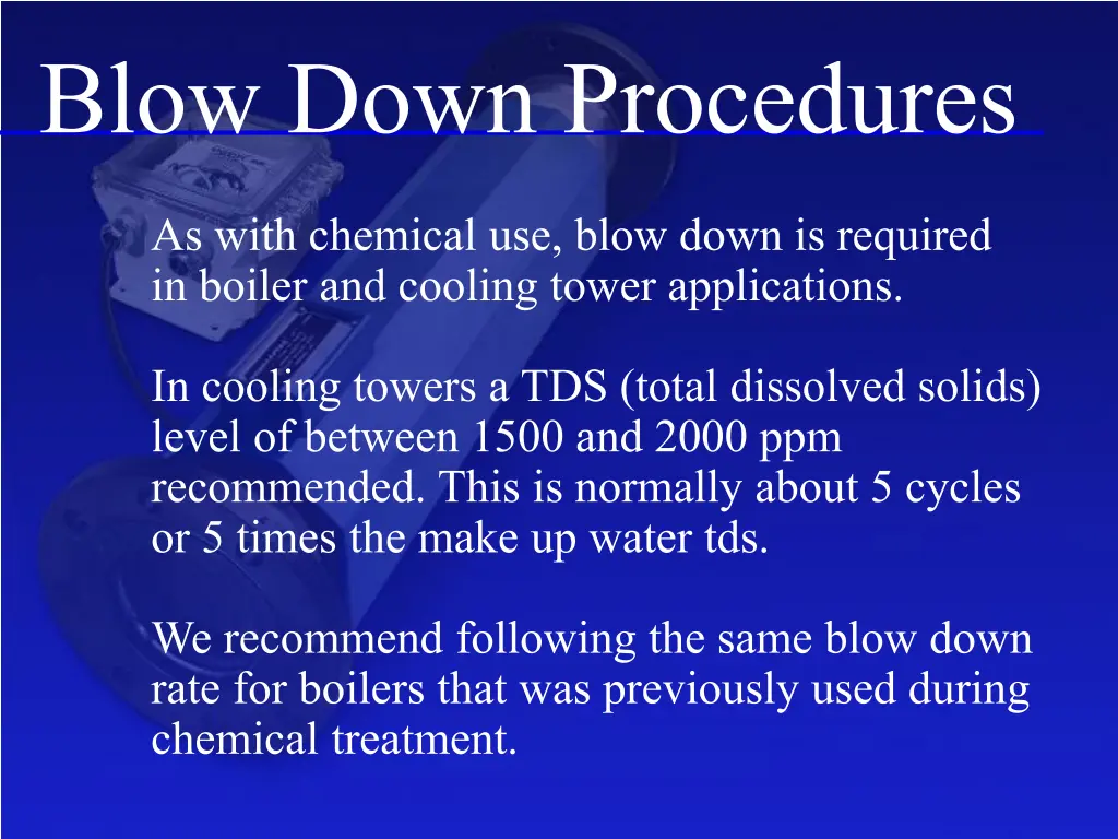 blow down procedures