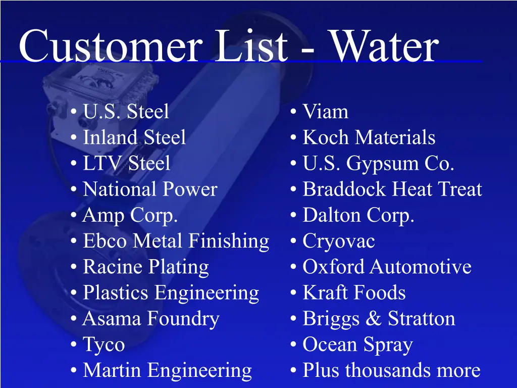 customer list water