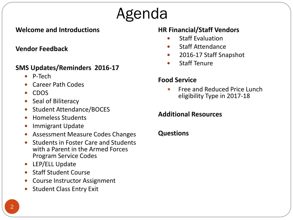 agenda