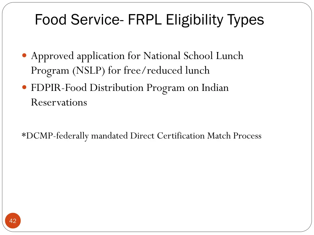 food service frpl eligibility types 1