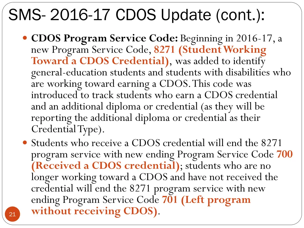 sms 2016 17 cdos update cont