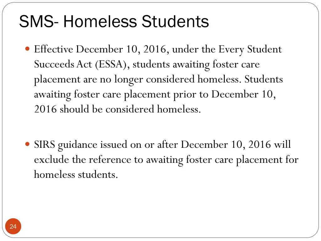 sms homeless students