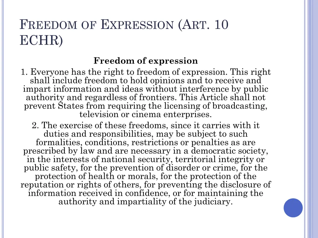 f reedom of e xpression a rt 10 echr