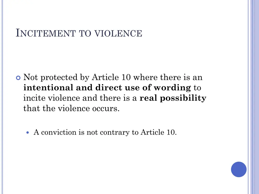 i ncitement to violence