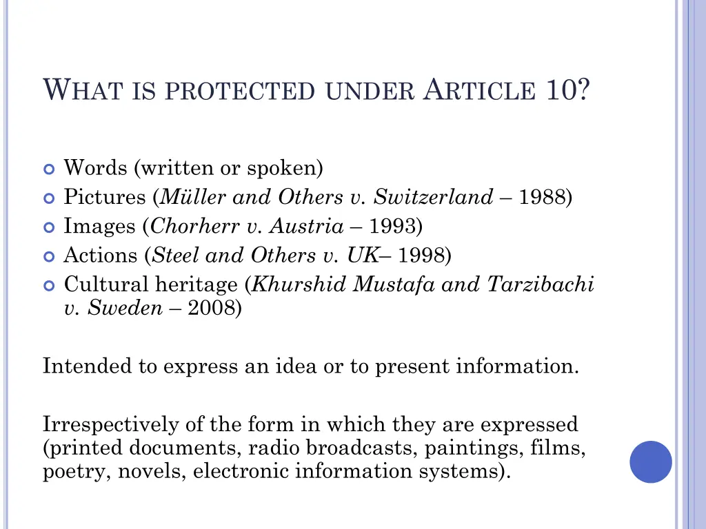 w hat is protected under a rticle 10