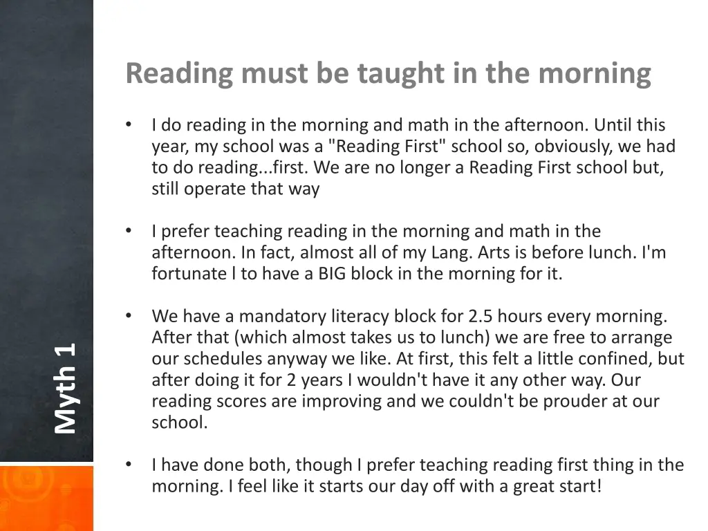 reading must be taught in the morning 1