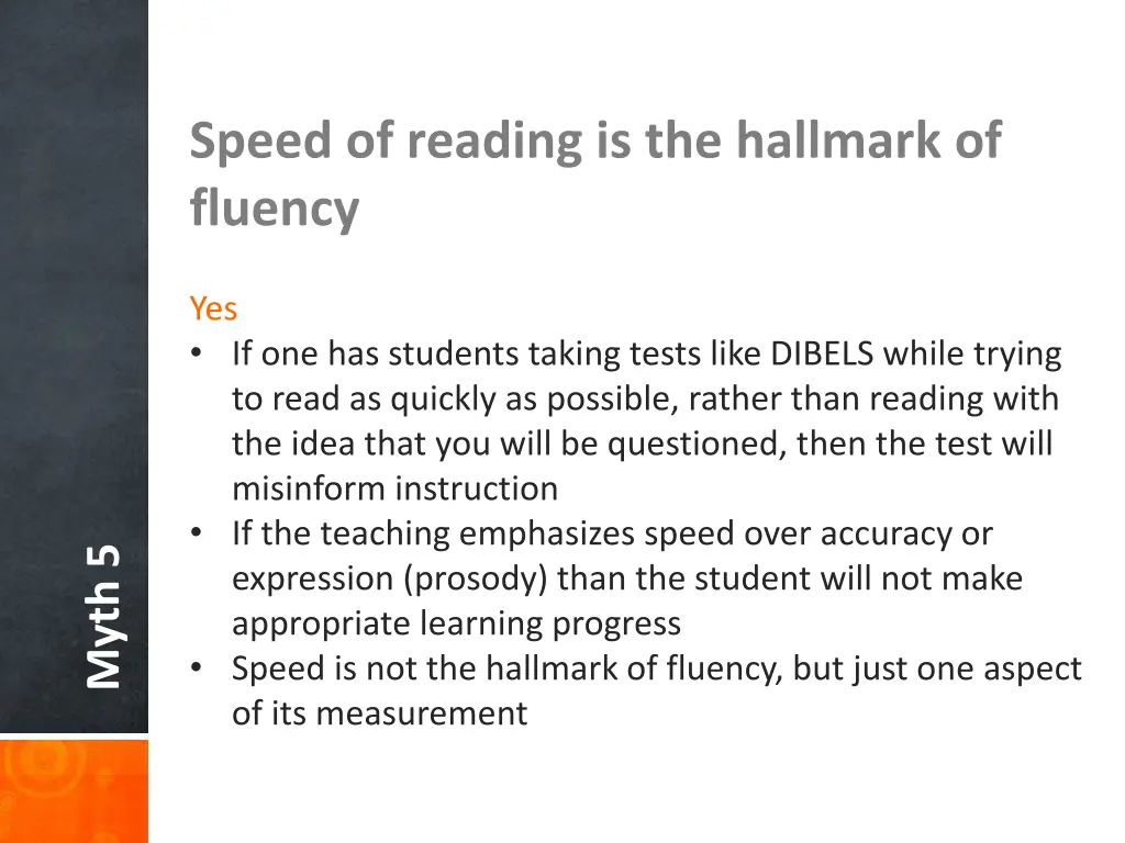speed of reading is the hallmark of fluency 5