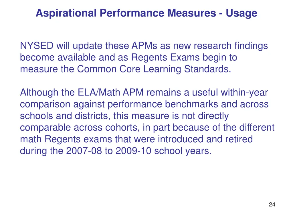 aspirational performance measures usage