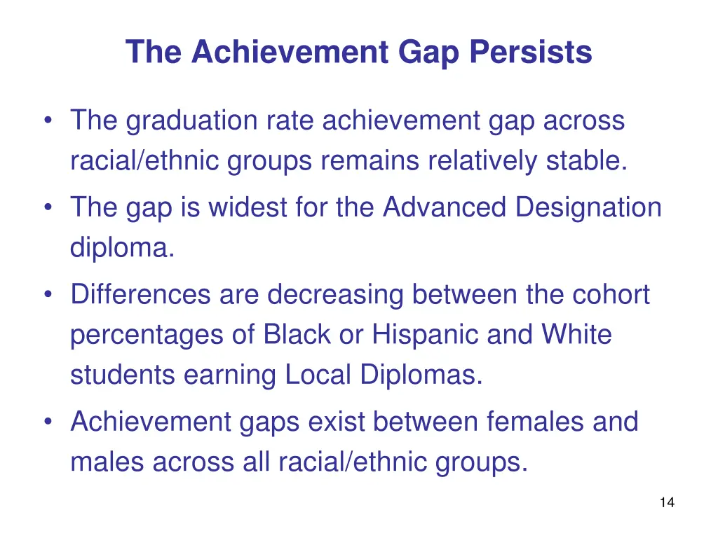 the achievement gap persists