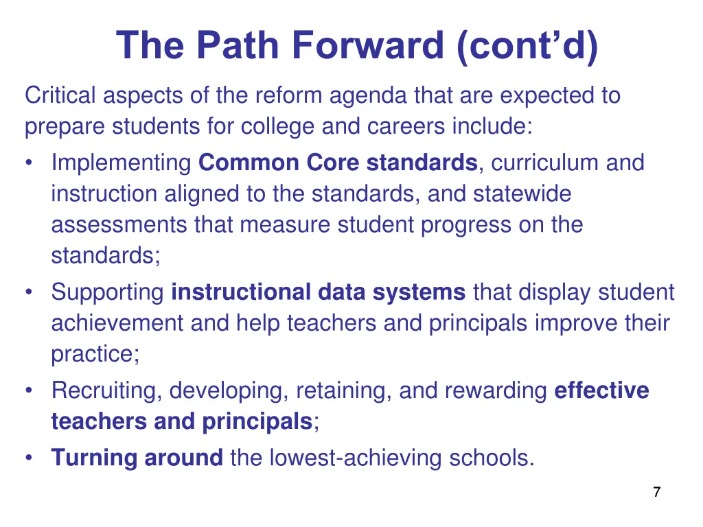 the path forward cont d