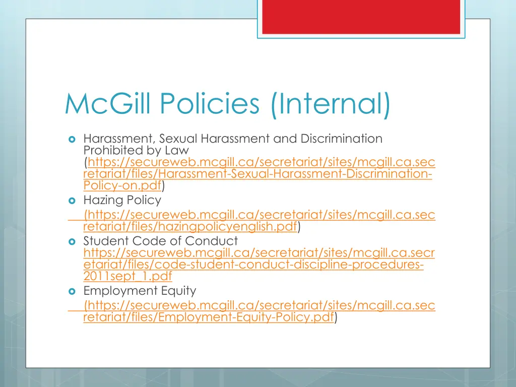 mcgill policies internal