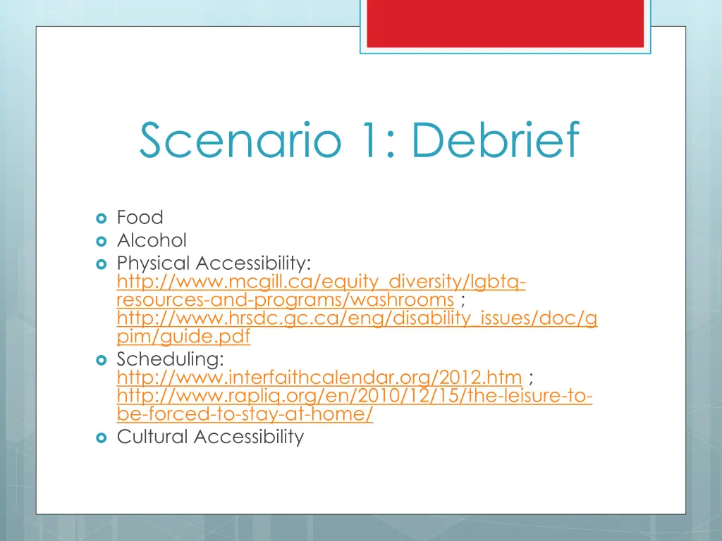 scenario 1 debrief