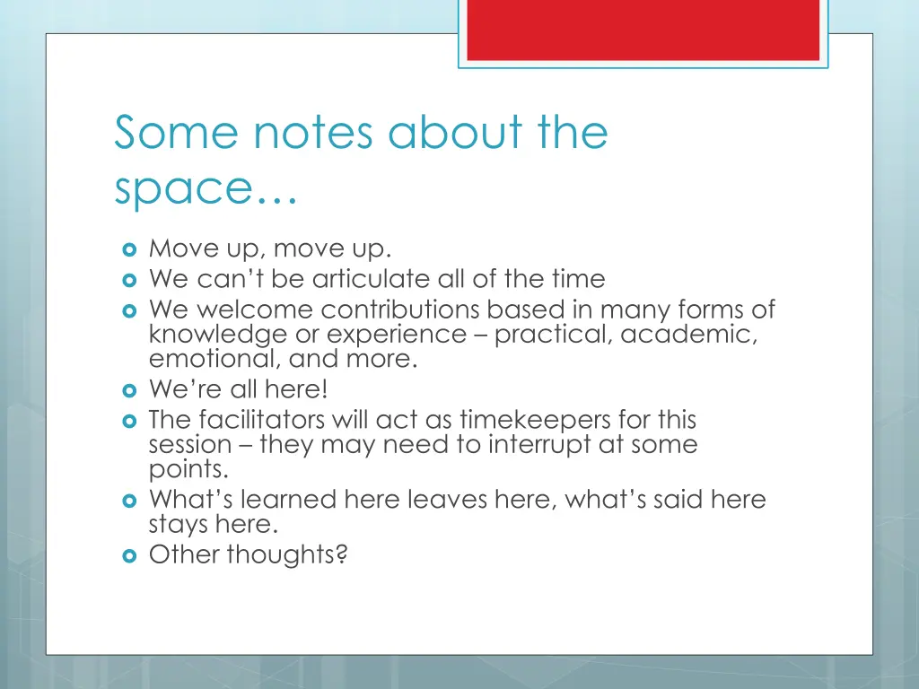 some notes about the space
