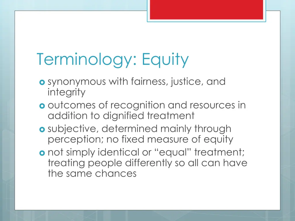 terminology equity