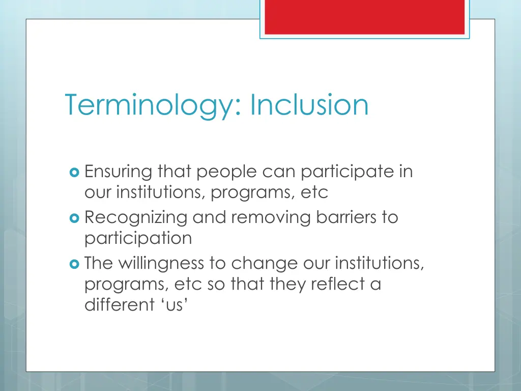 terminology inclusion