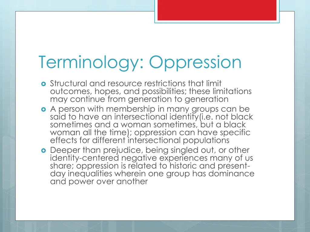 terminology oppression
