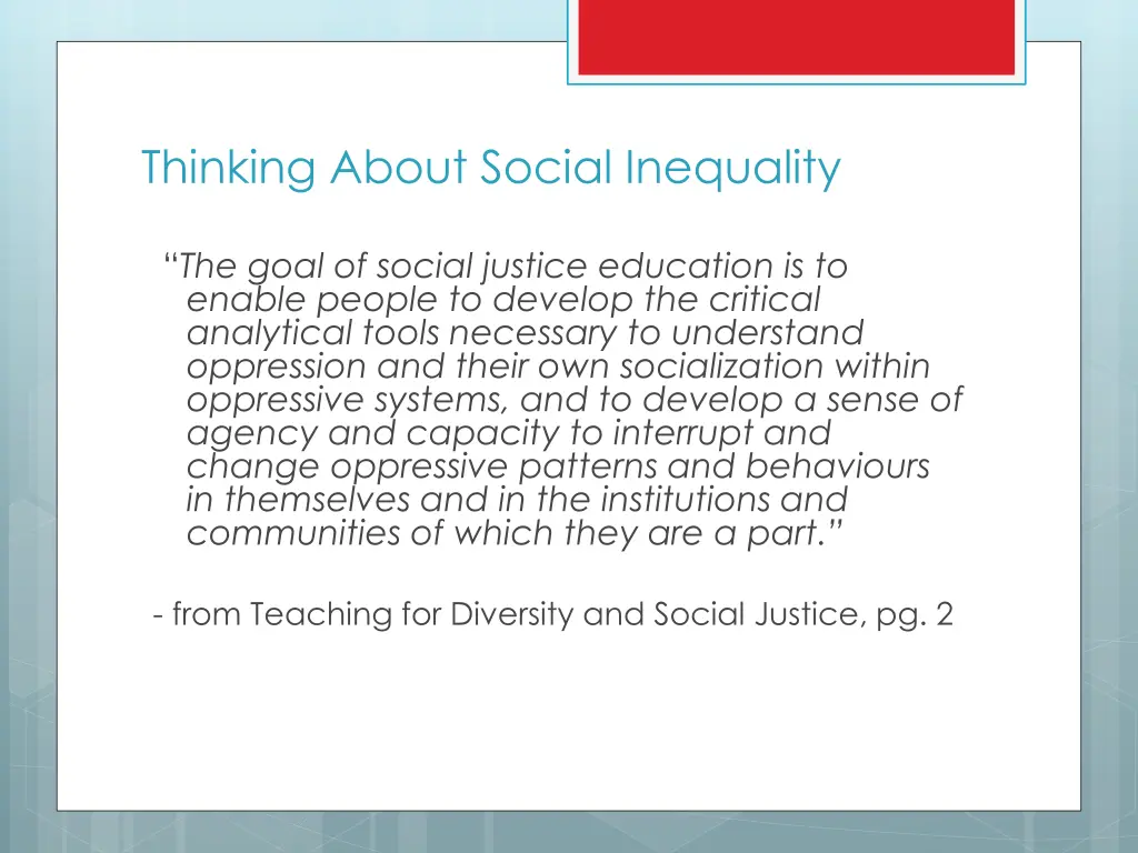 thinking about social inequality