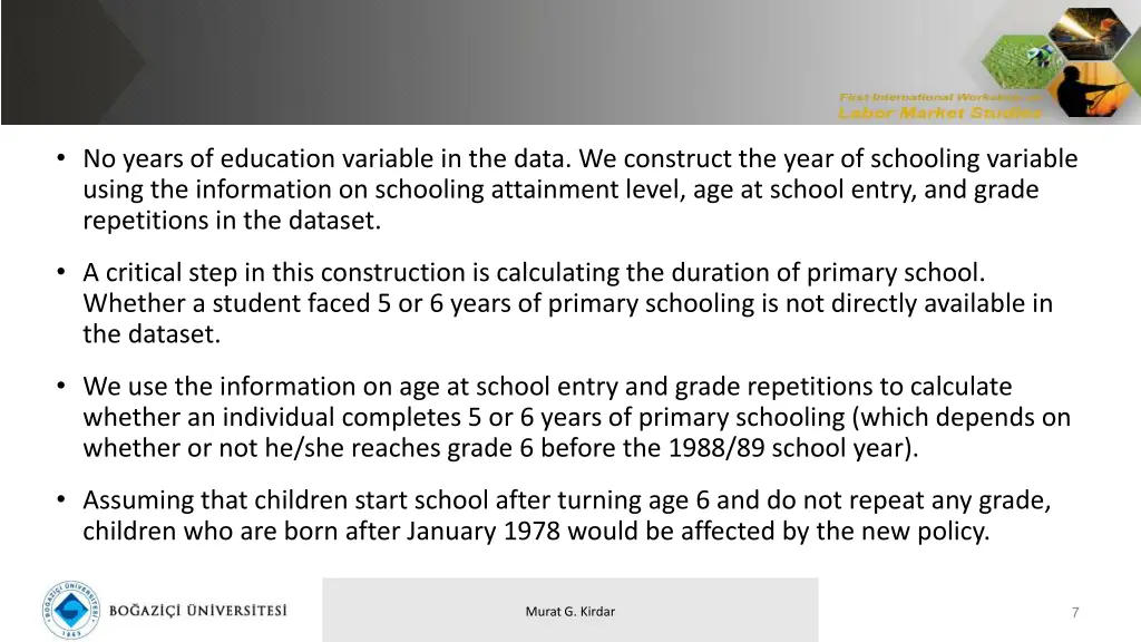 no years of education variable in the data