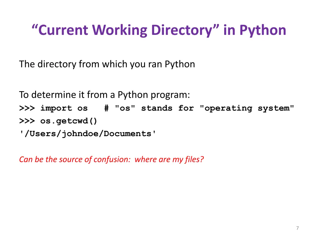 current working directory in python