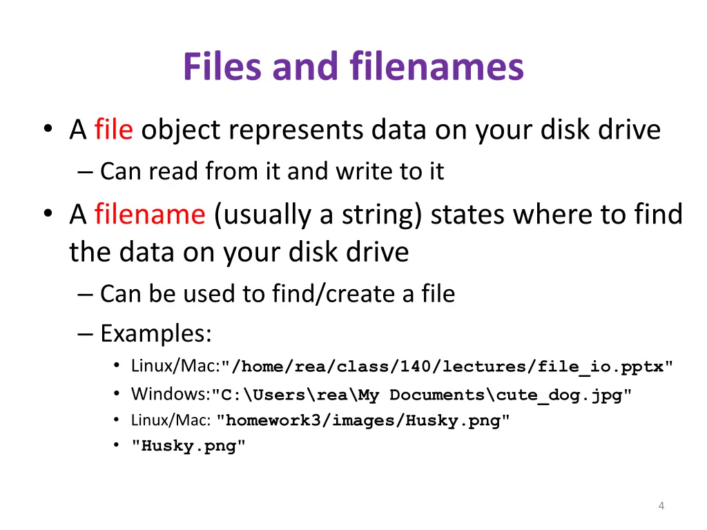 files and filenames