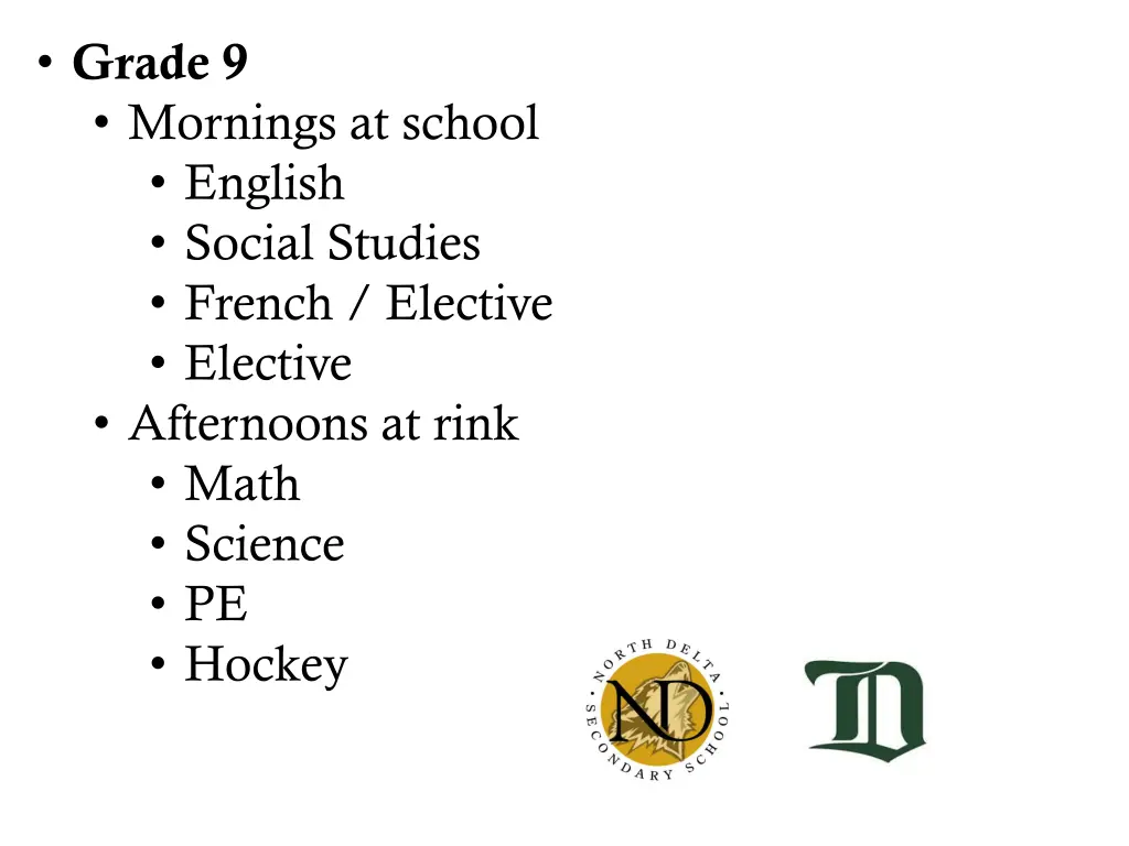 grade 9 mornings at school english social studies