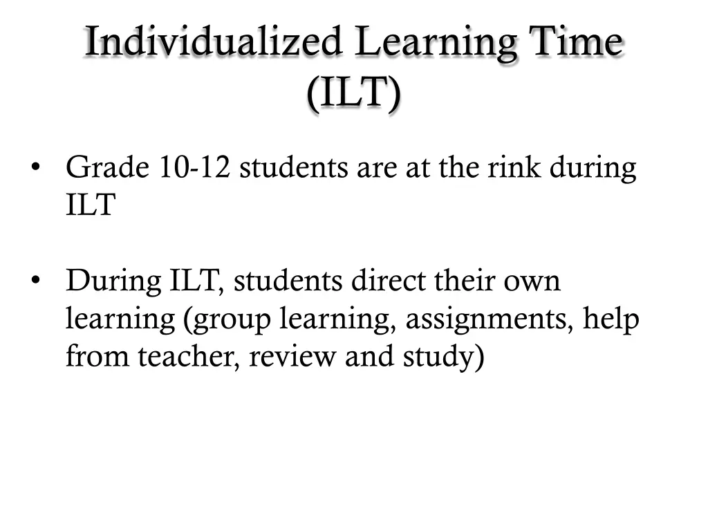 individualized learning time ilt 1
