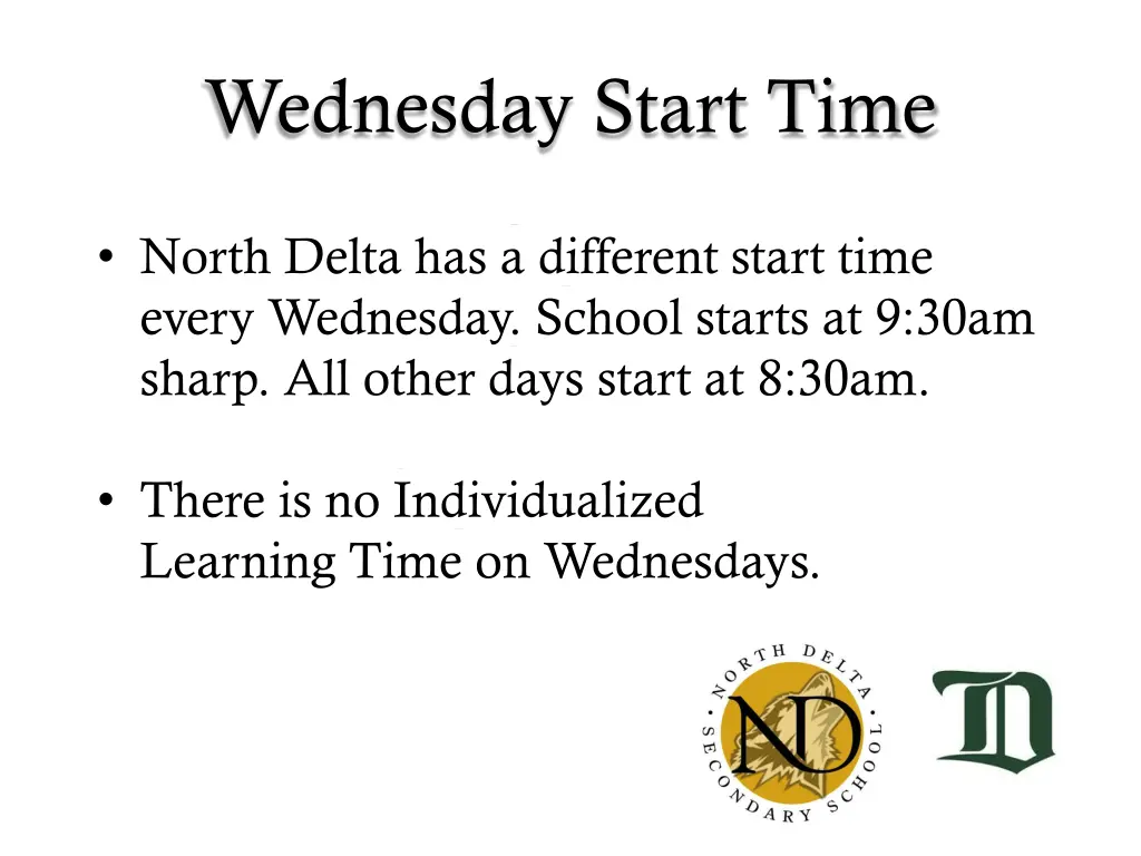 wednesday start time