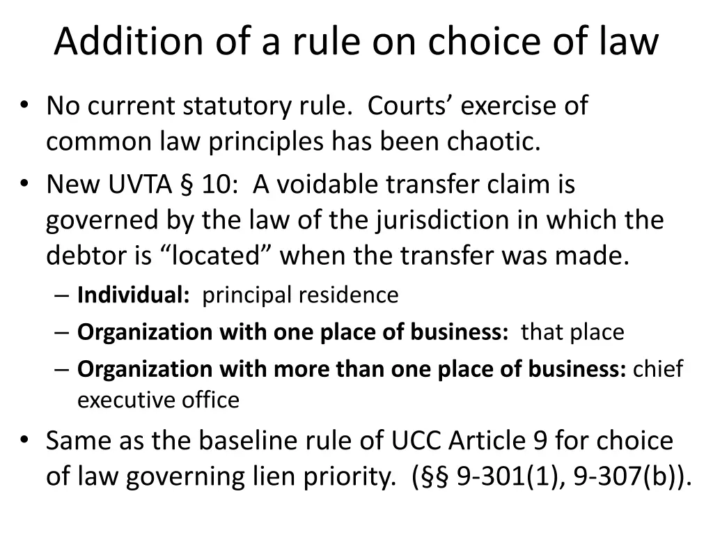 addition of a rule on choice of law