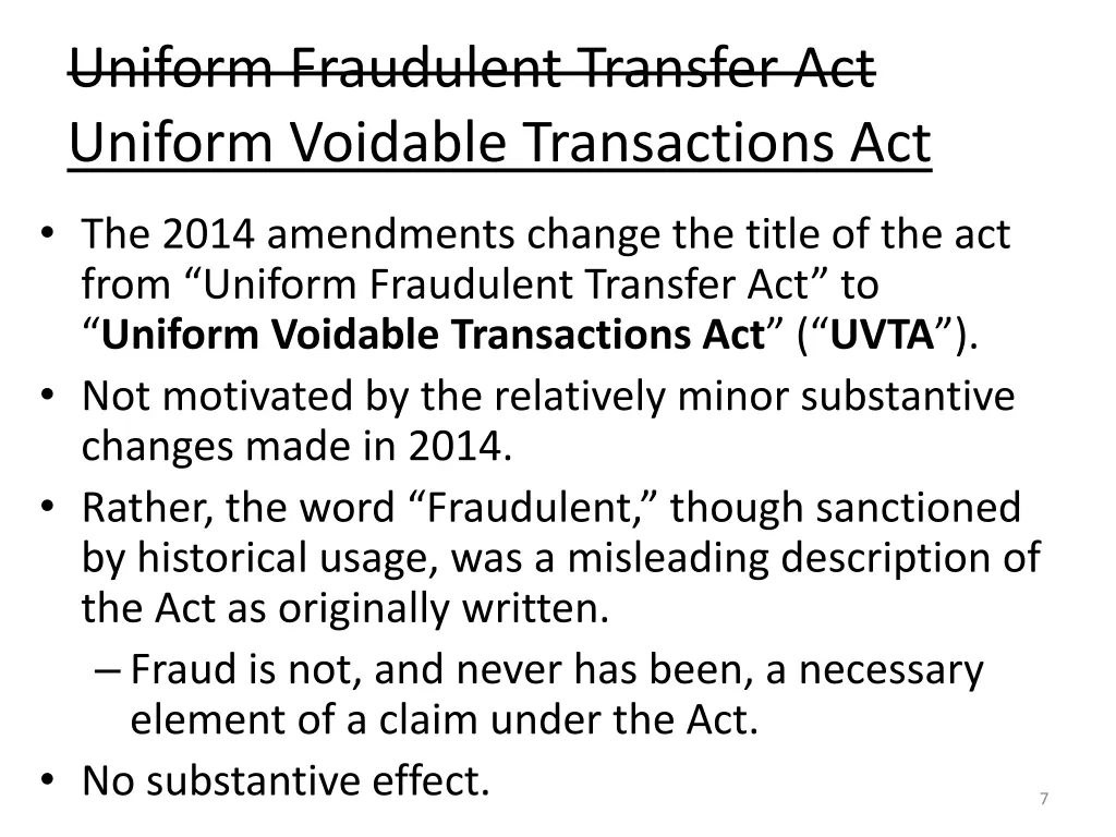 uniform fraudulent transfer act uniform voidable