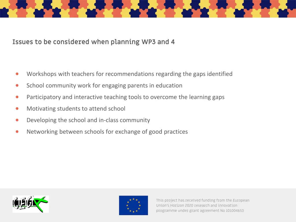 issues to be considered when planning wp3 and 4