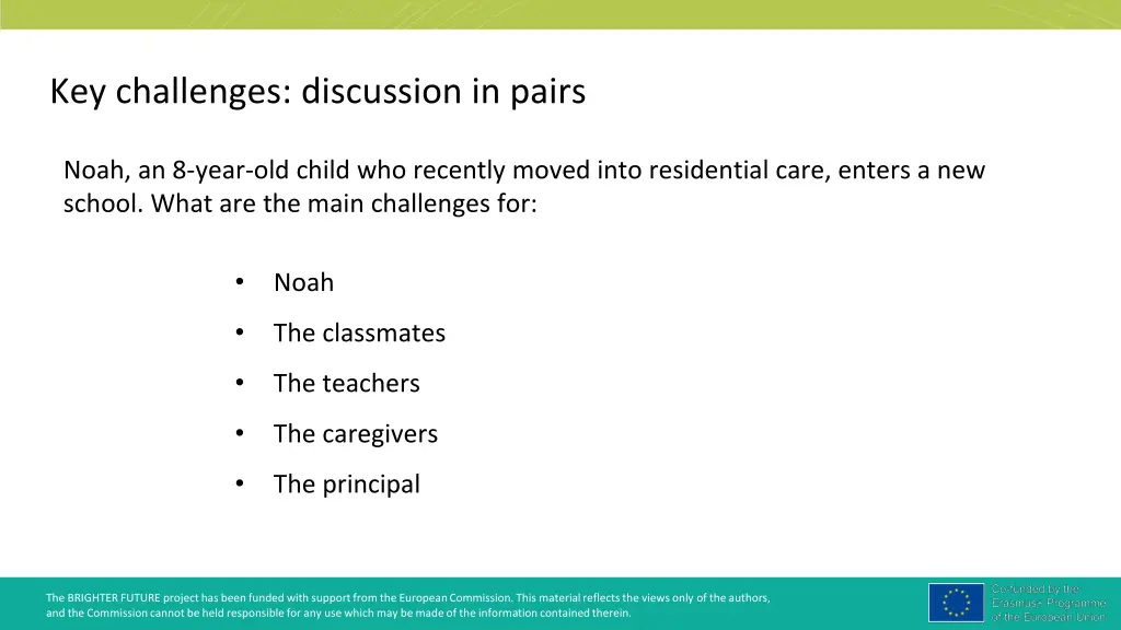 key challenges discussion in pairs