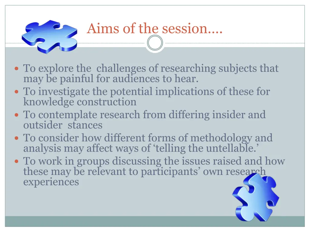 aims of the session