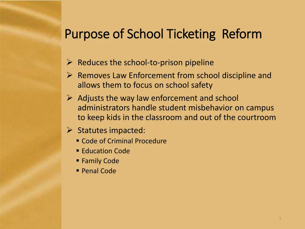 purpose of school ticketing reform purpose